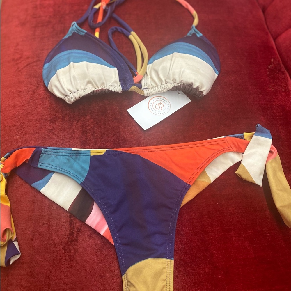 Multicolor Bikini Set with Tie Sides